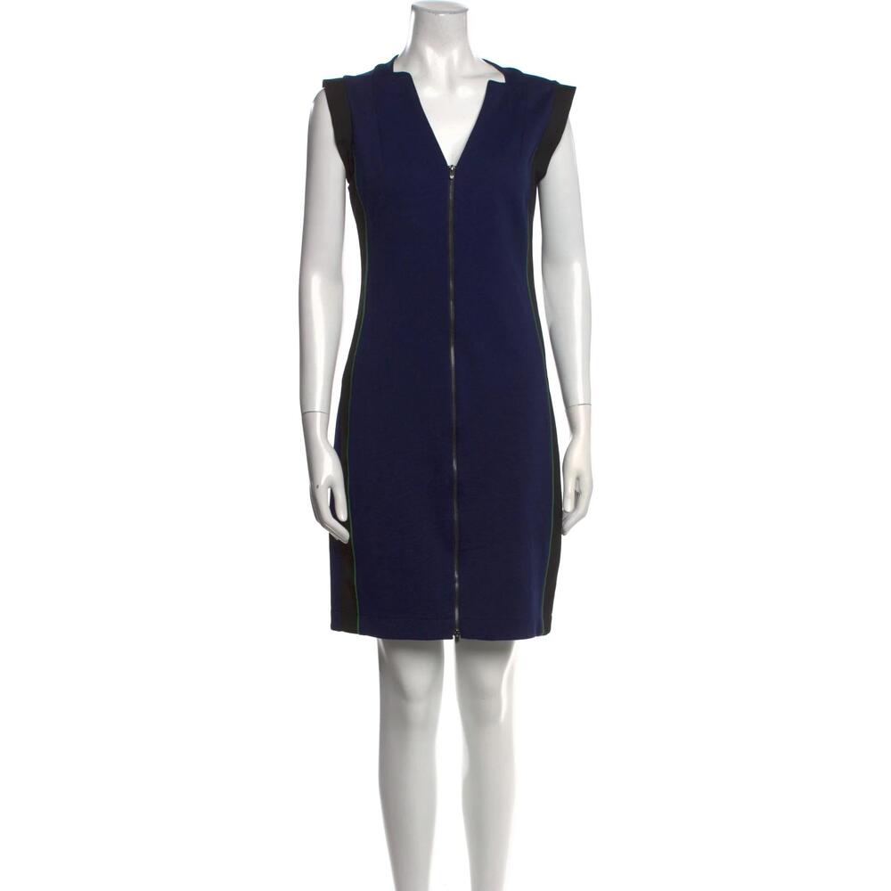 Halston Heritage Womens Blue & Black Colorblock Sleeveless Sheath Dress Size 6